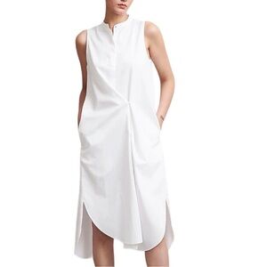 COS Dress White Asymmetric Oversize Cotton Poplin Midi Dress Size 2 Size S 🔥